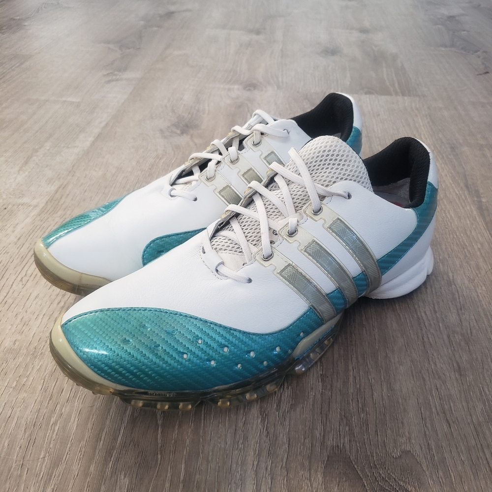 Adidas Golf Shoes 816265 White Blue Men's Size 11 Traxion Cleats